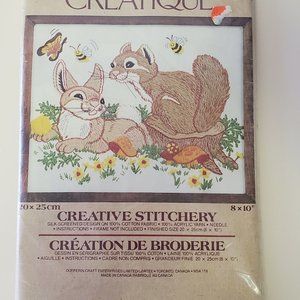 Creatique Cute Animal Creative Stitchery 2202310 Kit squirrel bunny butterfly
